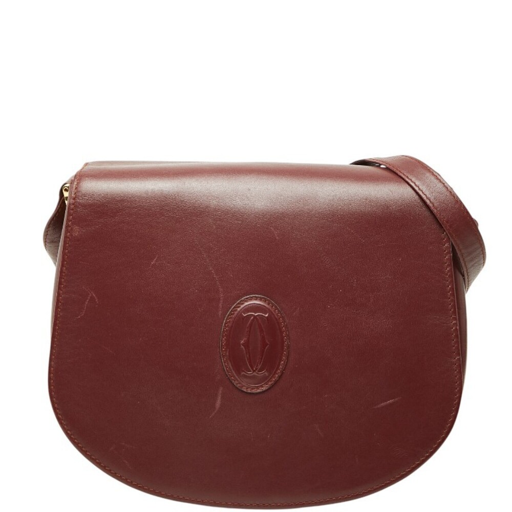 Cartier Must Line Crossbody Shoulder Bag, Wine Red/Bordeaux Leather, Women's.